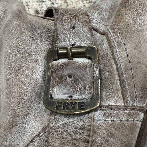 Frye Veronica Slouch Distressed Gray Brown Riding Boots - Picture 4 of 7